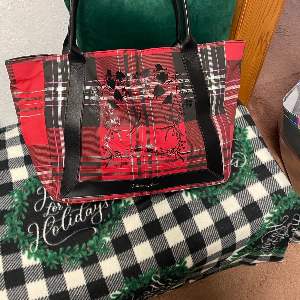 Victoria's Secret Red and Black Checkered Tote